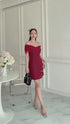 SIRINNN Mesh Off Shoulder Side Slit Mini Dresses